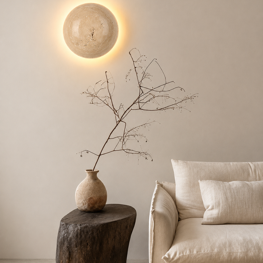Travertine Stone LED Wall Lamp | Minimalist Modern Wall Sconce