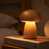 Solid Wood Mushroom Night Lamp | Cordless Dimmable Bedside Light