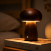 Solid Wood Mushroom Night Lamp | Cordless Dimmable Bedside Light