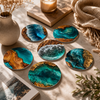 Luxury Ocean Wave Silicone Coasters – Modern Coastal Home Decor Set