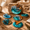 Luxury Ocean Wave Silicone Coasters – Modern Coastal Home Decor Set