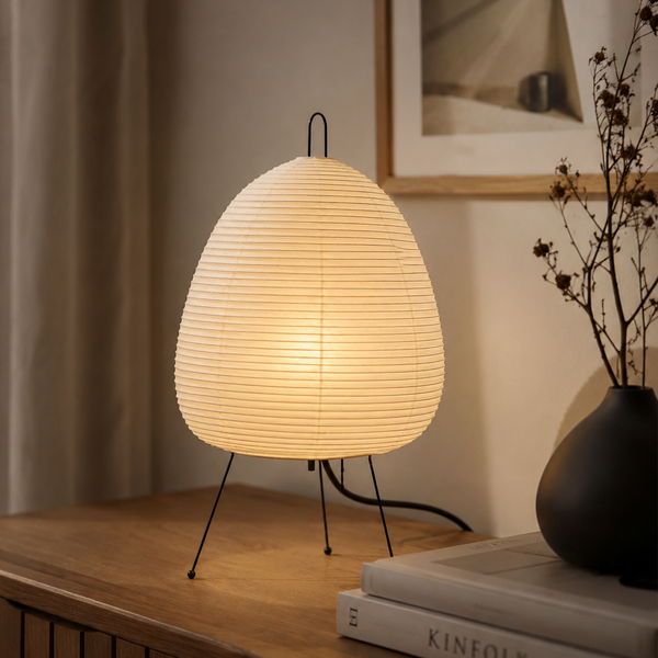 Japanese Rice Paper Table Lamp – Wabi-Sabi Minimalist LED Bedside Lamp alternate