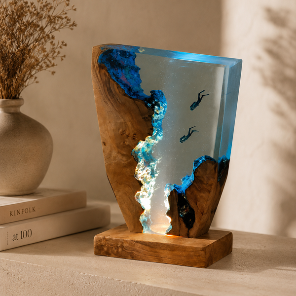 Deep Sea Diver Resin Table Lamp - Vintage Nautical Desk Light with LED Bulb alternate