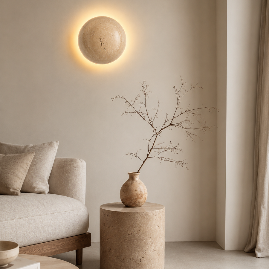 Travertine Stone LED Wall Lamp | Minimalist Modern Wall Sconce