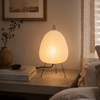 Japanese Rice Paper Table Lamp – Wabi-Sabi Minimalist LED Bedside Lamp