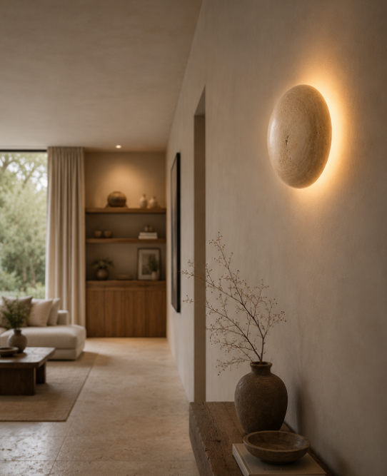 Travertine Stone LED Wall Lamp | Minimalist Modern Wall Sconce