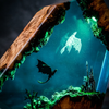 Dragon & Castle Epoxy Resin Lamp — Handcrafted Fantasy Night Light