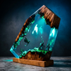 Dragon & Castle Epoxy Resin Lamp — Handcrafted Fantasy Night Light
