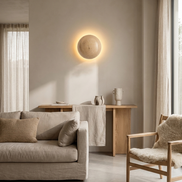 Travertine Stone LED Wall Lamp | Minimalist Modern Wall Sconce