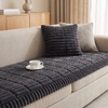 Burrow Plush Sofa Cover — Thick Ribbed Non-Slip Couch Mat