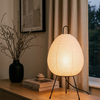 Japanese Rice Paper Table Lamp – Wabi-Sabi Minimalist LED Bedside Lamp